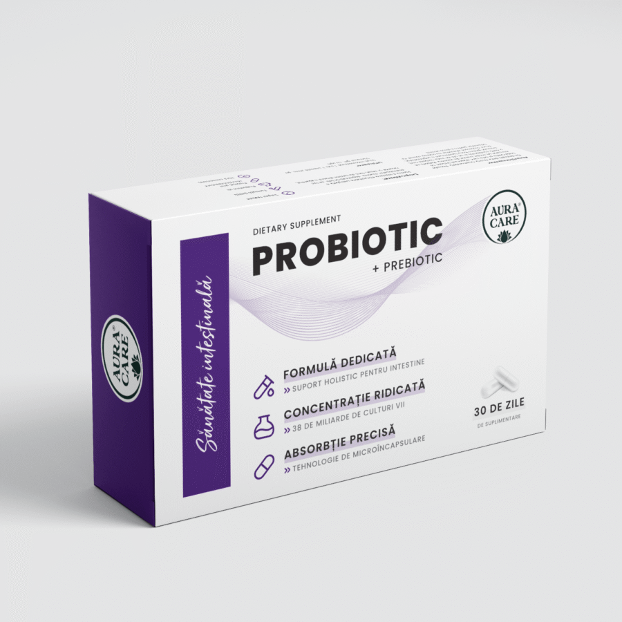 Probiotic Intestine sănătoase Probiotic + prebiotic, probiotice vii Probiotice Aura Care | 38 miliarde CFU